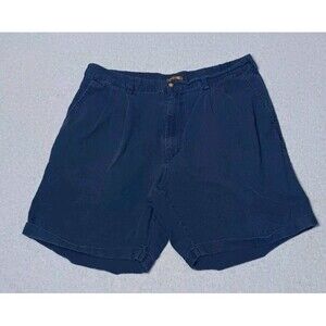 Cambridge Classics Linen Blend Pleated Cuffed Chino Shorts Men 36 Blue Old Money